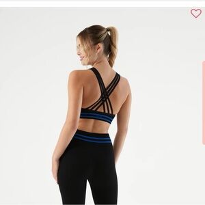 NUX Black and Blue Strappy Sports Bra
